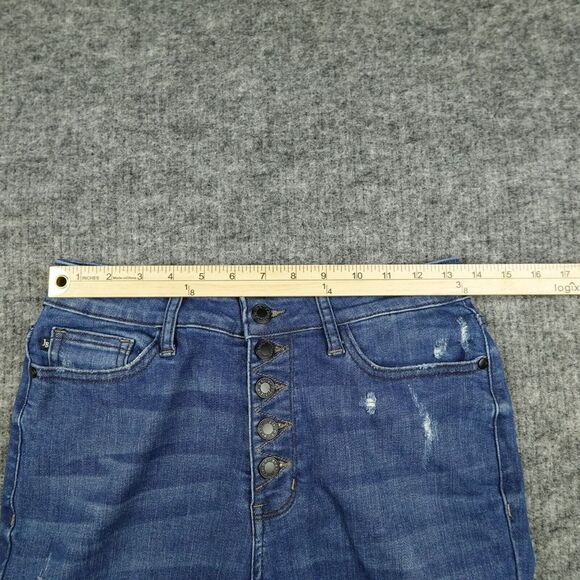 Judy Blue Jeans Womens 5/27 Denim Distressed Button Fly Boyfriend Fit Stretch - Picture 12 of 13